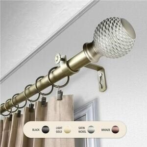 Rod Desyne Wicker 1" Adjustable Curtain Rod with Woven Finials 28 to 48 in Gold